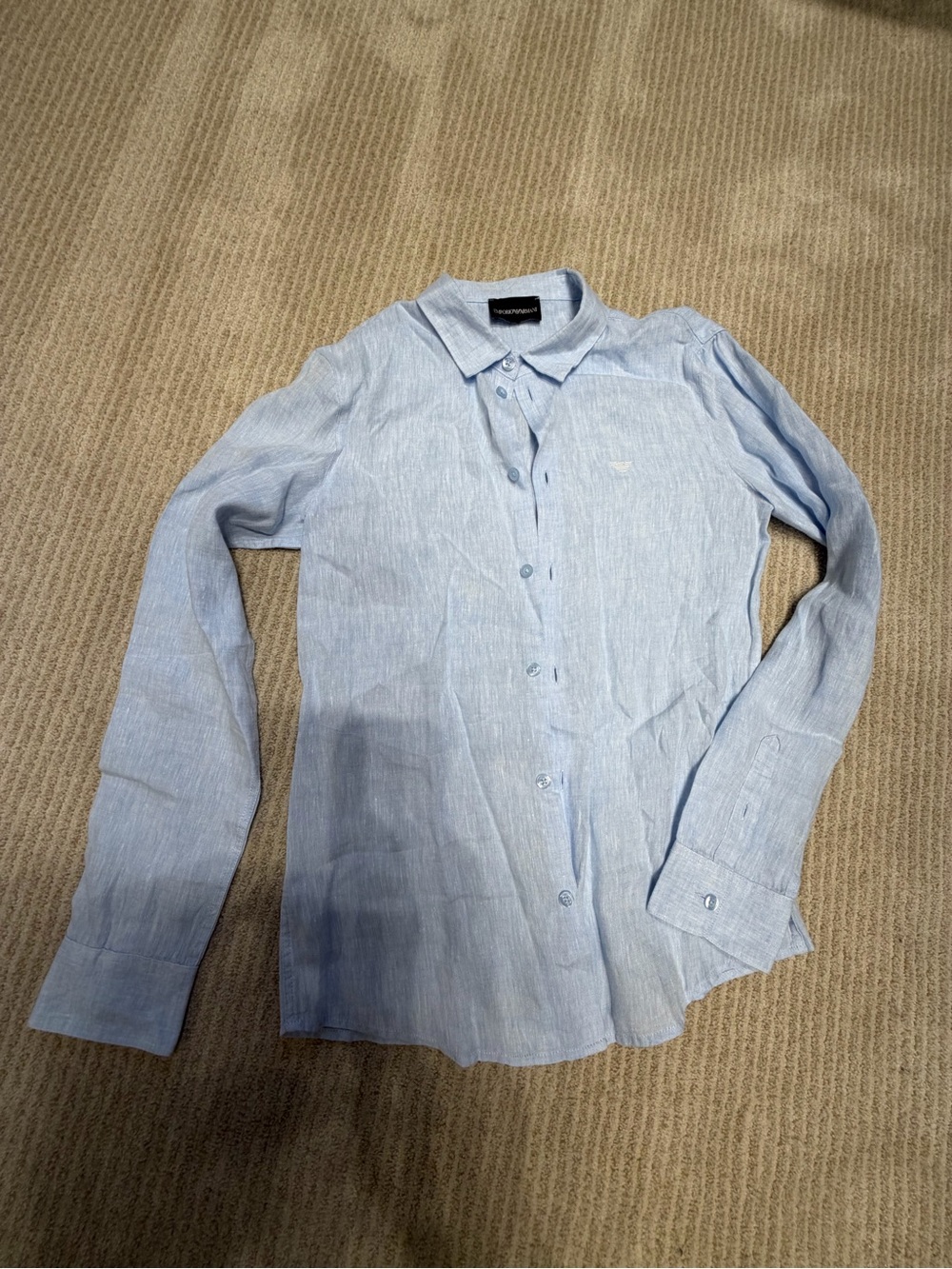 Emporio Armani Light Blue kids Button-Up Dress Shirt linen